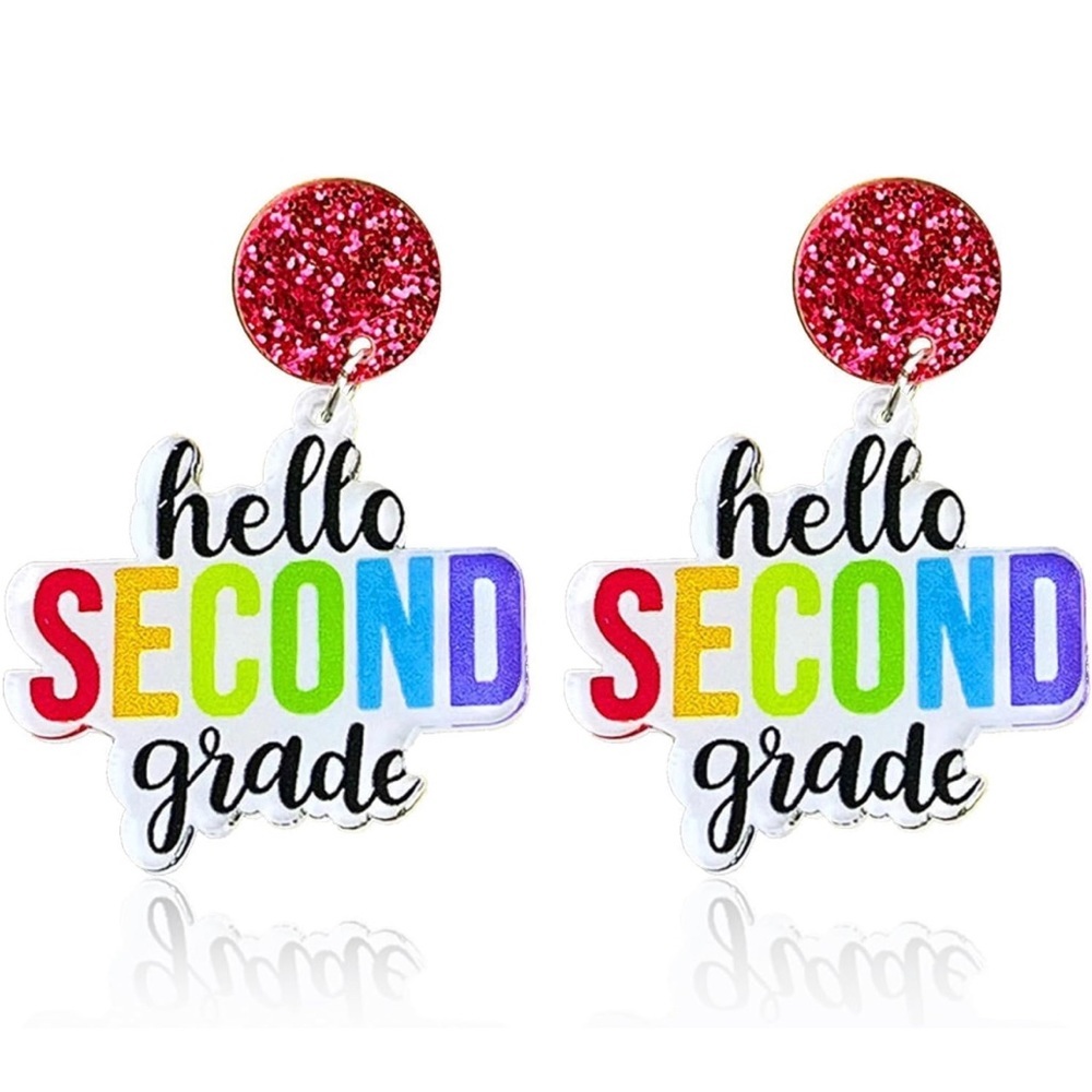 New hello second grade earrings